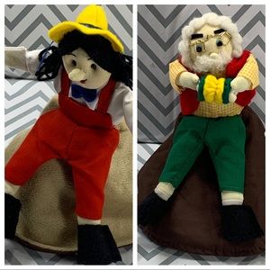 🟣2/$25 Pinnochio & Geppetto Topsy Turvy Dolls 8”